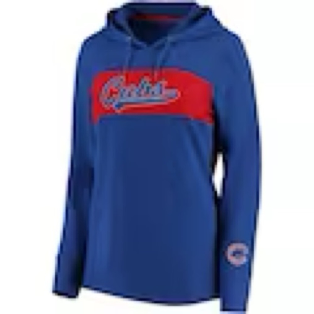 Chicago Cubs Fanatics Branded Women's Tri-Blend Colorblock Pullover Hoodie - Picture 2 of 5